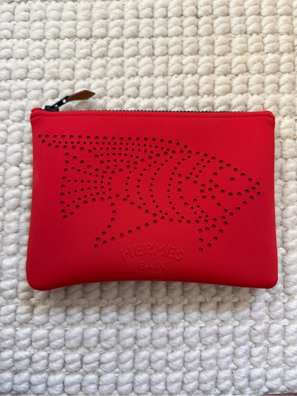 Hermes Red Traffic Jam Case - Neobain Perforated Fish Zip Pouch